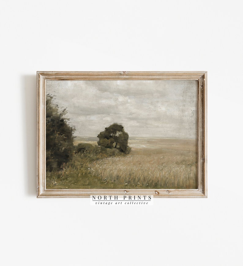 Vintage Summer Landscape Painting | Country Meadow Wall Decor PRINTABLE ...