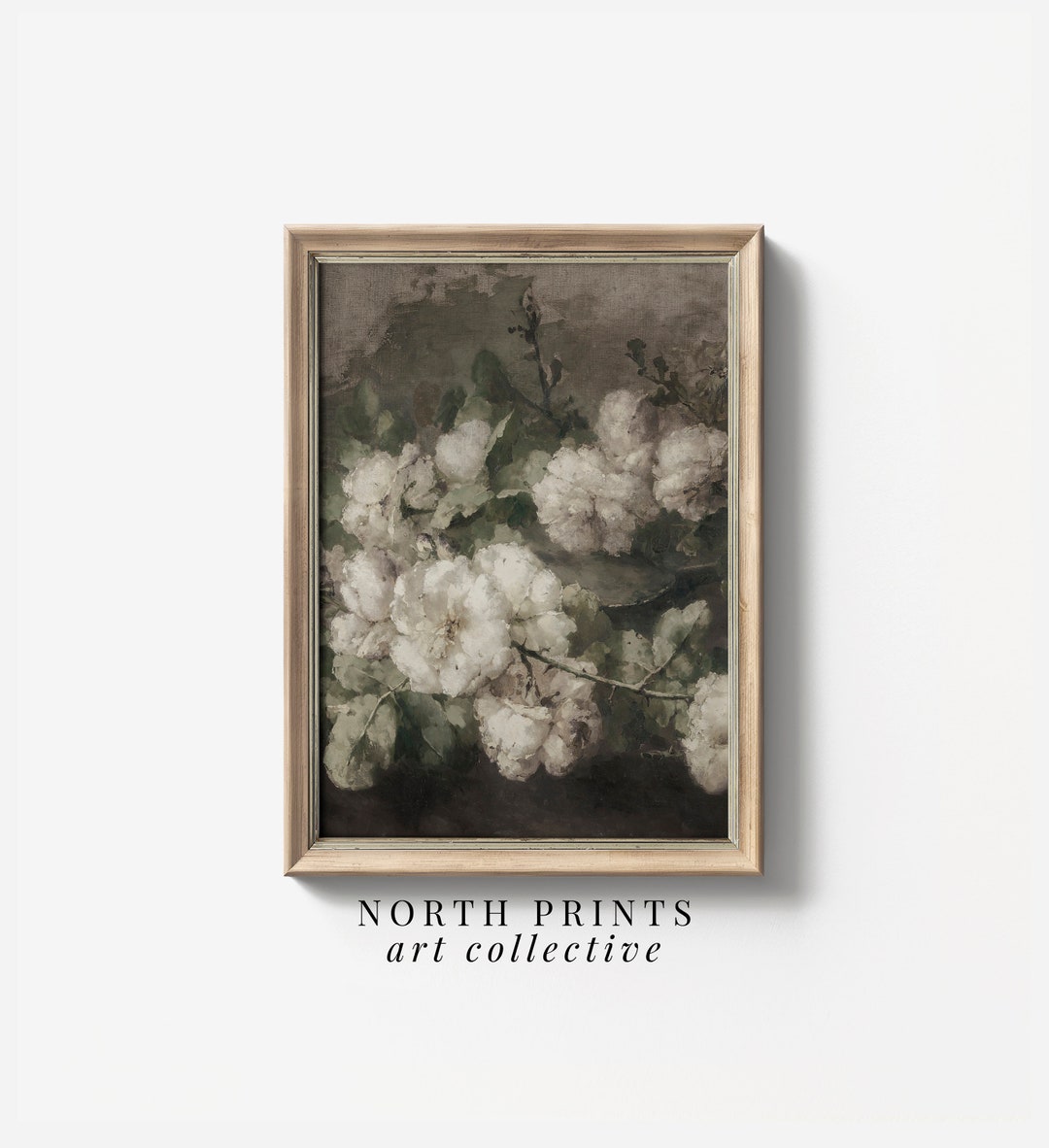 Dining Room PRINTABLE Art Vintage White Roses | Muted Victorian Wall ...