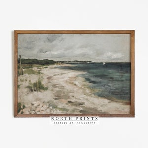 Vintage Coastal Seaside Painting | Beach House Wall Art Decor | PRINTABLE | 728