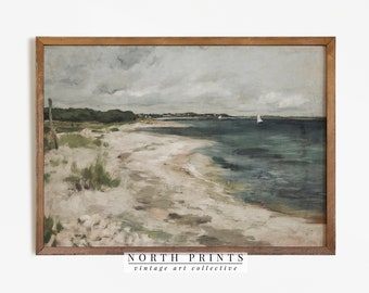 Vintage Coastal Seaside Painting | Beach House Wall Art Decor | PRINTABLE | 728