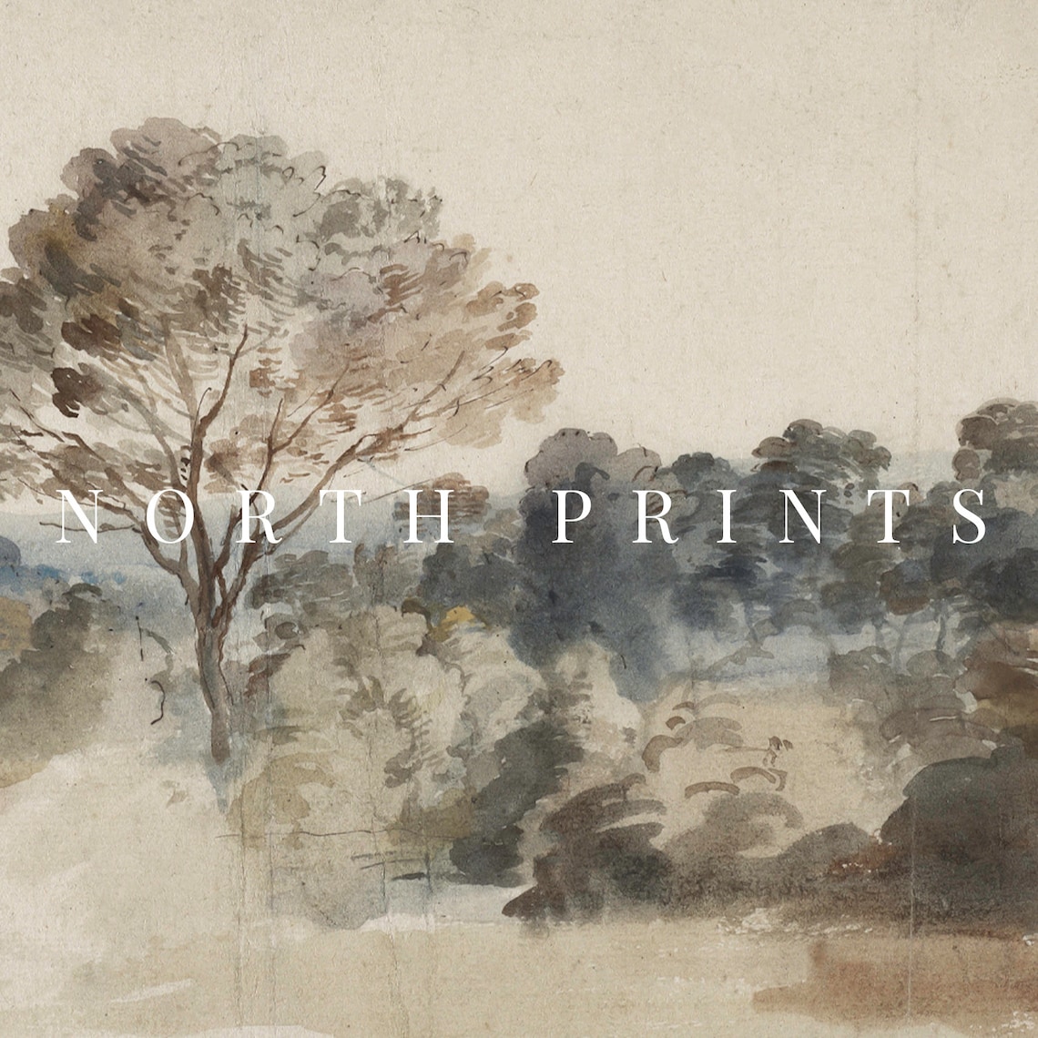 Antique Rustic Muted Landscape Painting Vintage Neutral Wall Etsy Canada