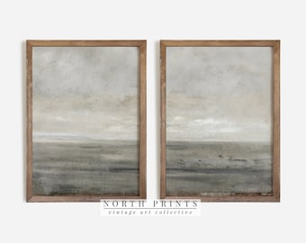 Vintage Coastal Paintings SET of Two | Muted Seascape Wall Art Decor | PRINTABLE Downloadable | S2-101