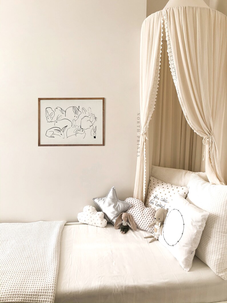 Neutral Farmhouse Nursery Print | Rabbit Sketch Antique Art | Easter Decor PRINTABLE Download | 1010 image 7
