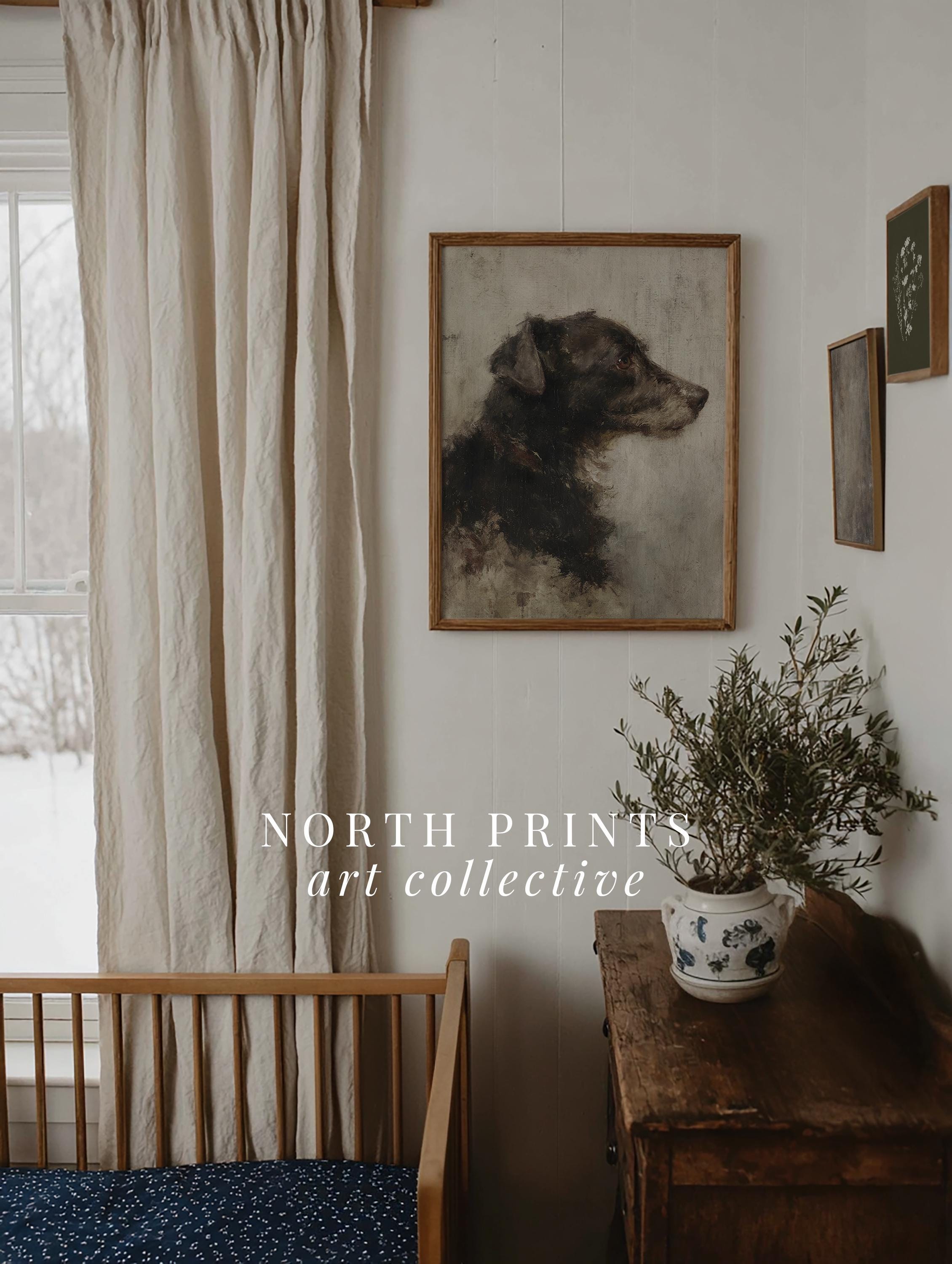 Vintage Dog Portrait Painting, Moody Rustic Pet Art PRINTABLE Wall ...