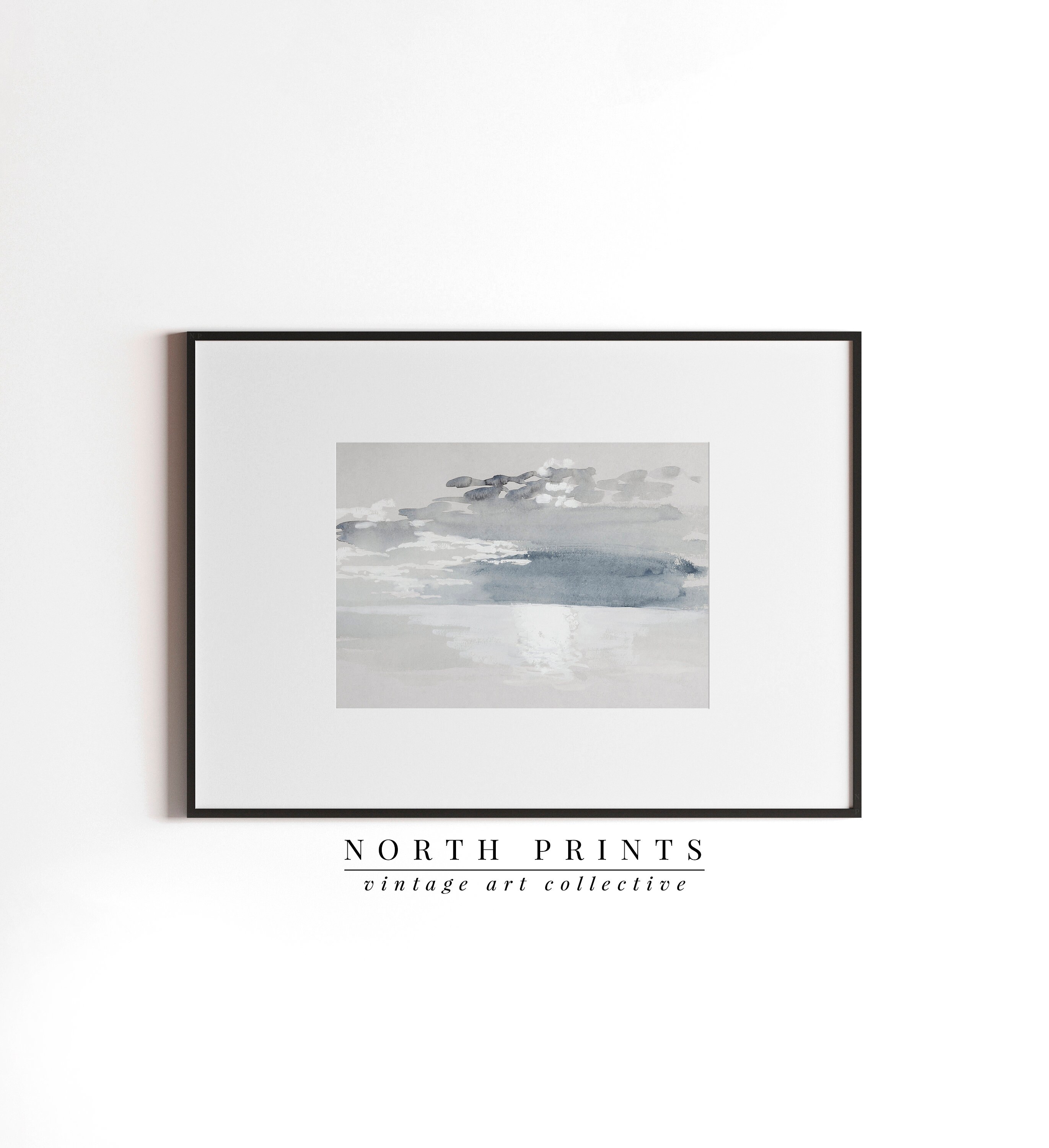 Vintage Blue Tonal Coastal Painting Antique Ocean Wall Art Etsy