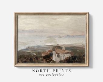 Vintage European Coastal Painting: Warm Rustic Wall Art (Printable Digital Download) 4-205