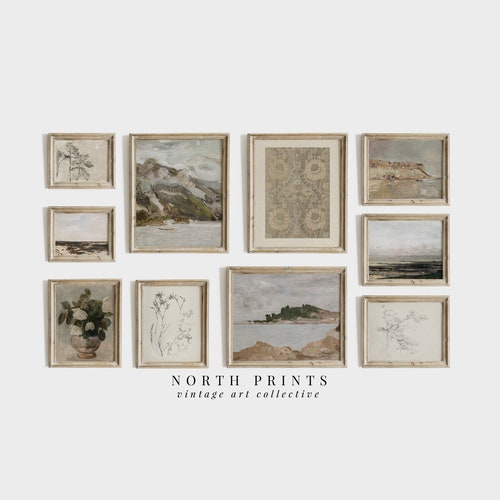 Vintage Gallery Wall Set Printable Wall Art Set of 9 Antique Etsy