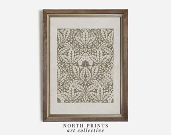 Green Botanical Pattern Art Print: Minimalist Farmhouse Decor (Printable Digital Download) 8-26
