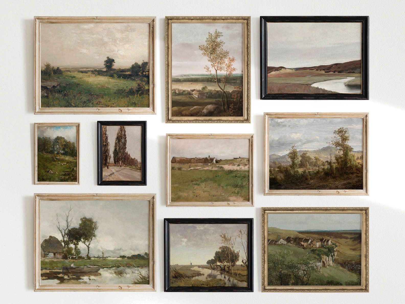 French Country Landscape Painting Set: Vintage Gallery Wall Art ...