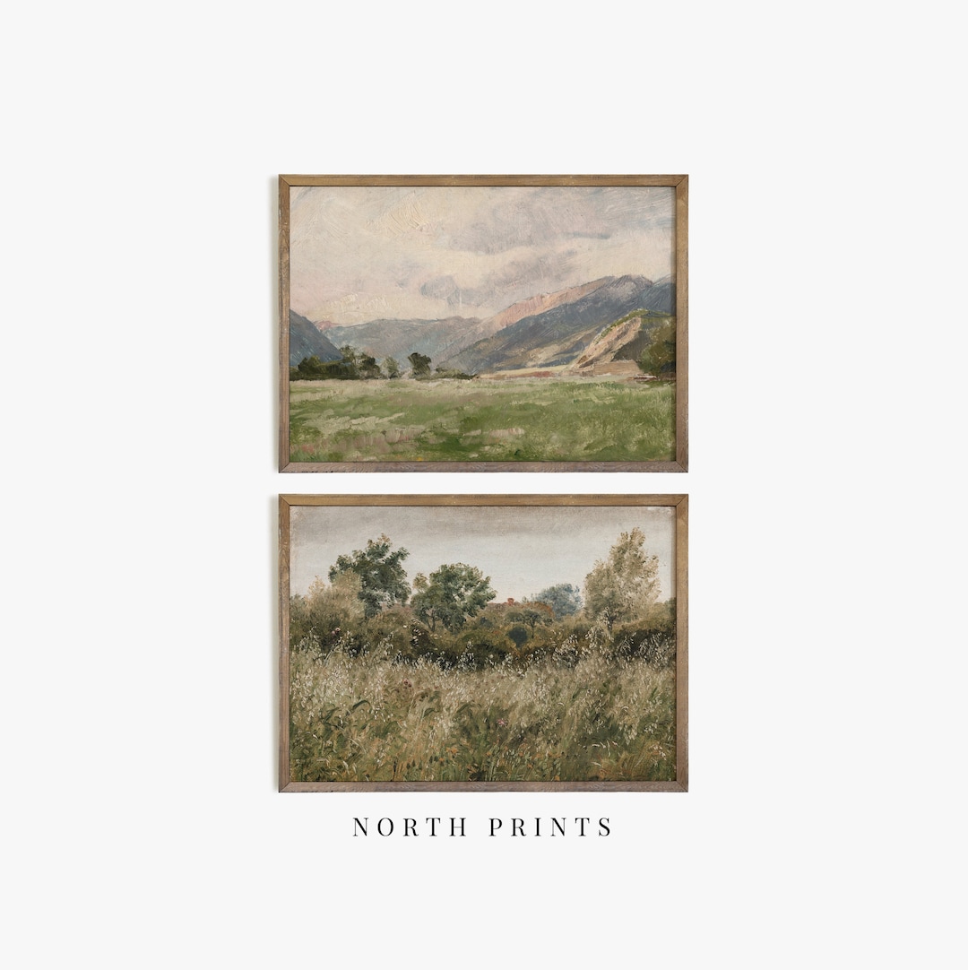 Vintage Landscape Print SET | Summer Country Antique Paintings ...