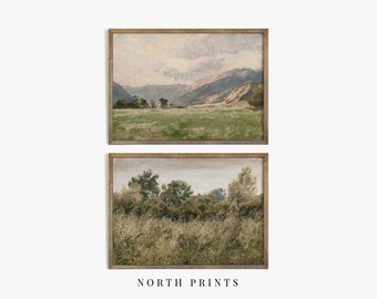 Vintage Landscape Print SET | Summer Country Antique Paintings | Digital PRINTABLE #S02-1