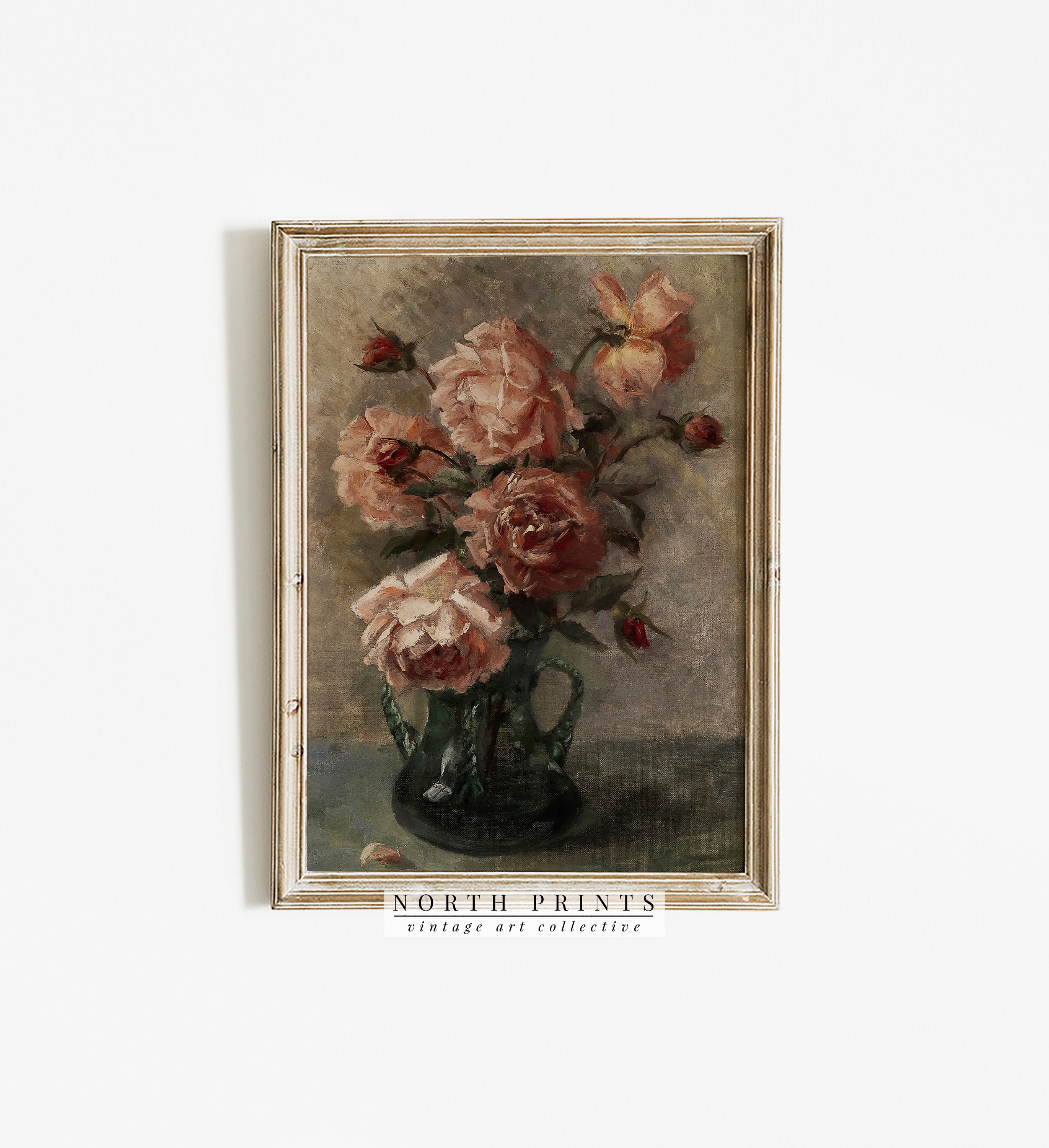 Flower Painting Roses Print Downloadable Art Vintage Etsy