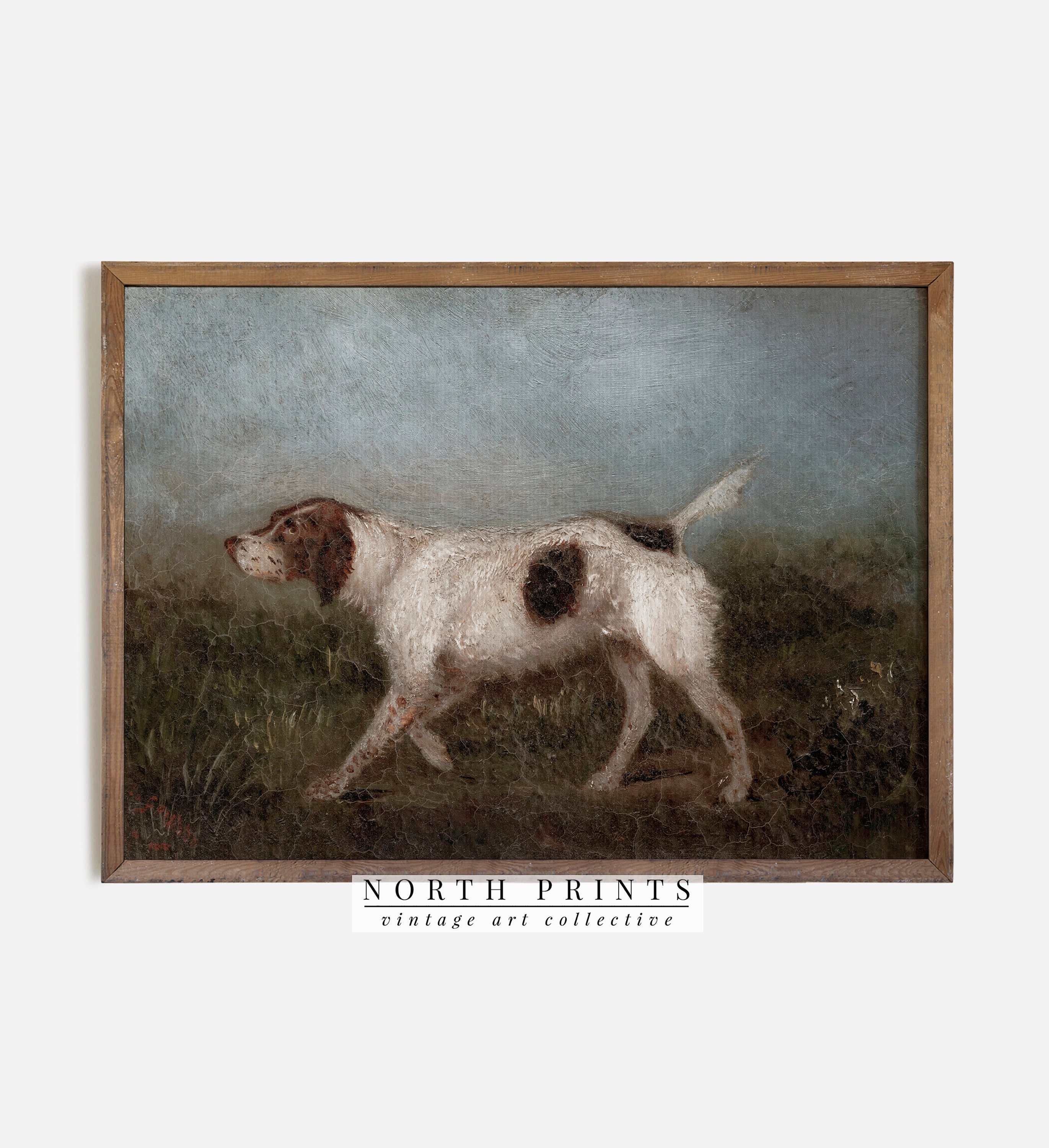 アンティークの犬の油彩画 ＊油絵 絵画 オイル ペイント アート「青いターバンの犬(Mサイズ)」 アート
