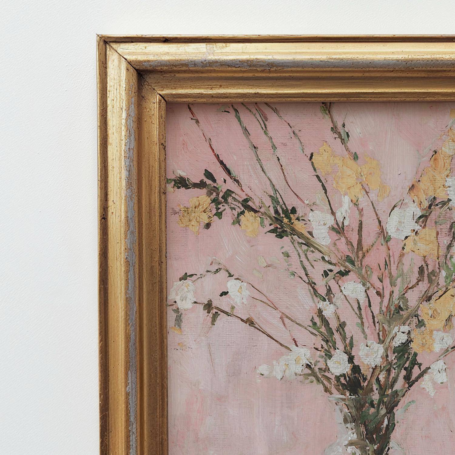 ピンクの花の抽象画：現代の植物アート（デジタル印刷可能ダウンロード
