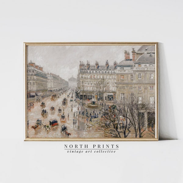 Vintage French Cityscape Painting | Neutral Abstract Wall Art | PRINTABLE Downloadable | 1142