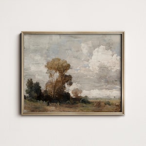 Rustic Landscape Country Farmhouse Painting, Earthy Warm Tone Print, North Prints Downloadable PRINTABLE Digital Wall Art, N-01