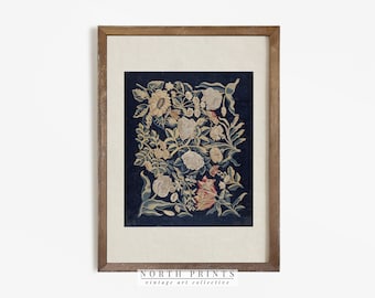 Vintage Textile Wall Art | Floral Rug Pattern Art Print | PRINTABLE Downloadable Digital | 906