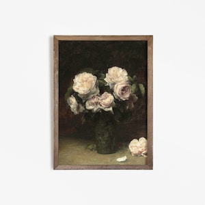 Moody Dark Roses Painting | Vintage Flower Print | French Country Decor PRINTABLE | 2-63