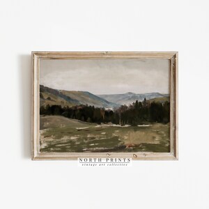Rustic Landscape Oil Painting | Moody Mountain Print | Forest Wall Art Digital PRINTABLE | 1046 image 5