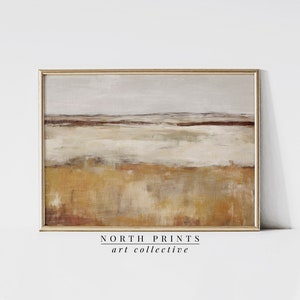 Weizenfelder Herbst Landschaft DRUCKBARE Malerei Gedämpfte Neutrale Farben | Nordische Prints | Abstrakte Digitale Wandkunst |  A-9