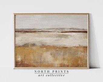 Wheat Fields Autumn Landscape PRINTABLE Painting Muted Neutral Colors | North Prints | Abstract Digital Wall Art Download |  A-9