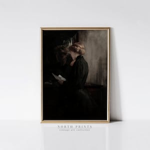Dunkles Vintage Portrait Gemälde | Liebesbrief drucken | Neutral Stimmungsvoll | DRUCKBARE Digital Download | 1196