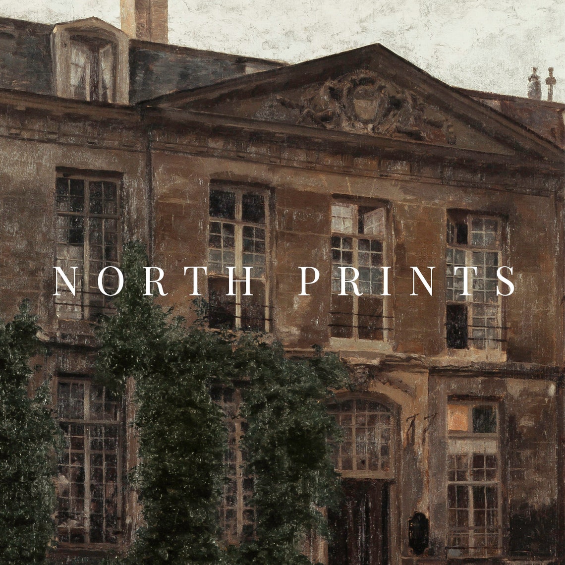 Vintage French Wall Art Dark Architecture Oil Painting Etsy