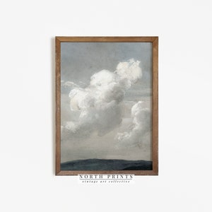 Cloudy Sky Painting | Vintage Landscape Print Blue PRINTABLE Download | North Prints | 613