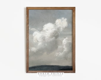 Cloudy Sky Painting | Vintage Landscape Print Blue PRINTABLE Download | North Prints | 613
