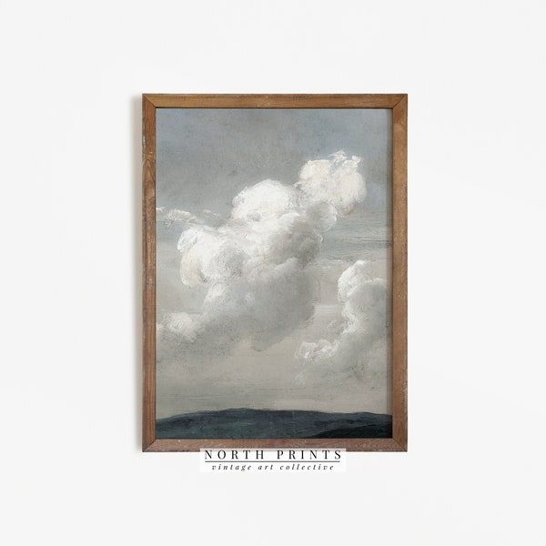 Cloudy Sky Painting | Vintage Landscape Print Blue PRINTABLE Download | North Prints | 613