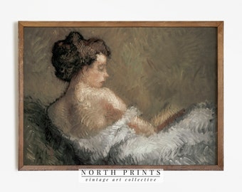 Woman Portrait Print | Vintage Portrait Oil Painting Neutral Bathroom Wall Art PRINTABLE #533