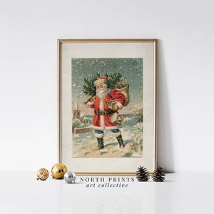 Retro Santa Christmas Art Print: Vintage Winter Decor (Printable Digital Download) W-178