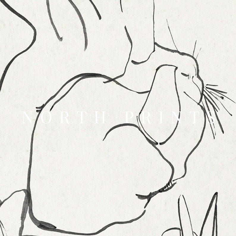 Neutral Farmhouse Nursery Print | Rabbit Sketch Antique Art | Easter Decor PRINTABLE Download | 1010 image 9