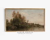 Samsung Frame TV Art Vintage River Landscape DIGITAL Painting French Country Art TV42