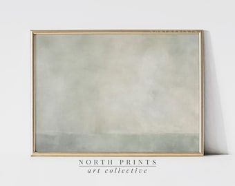 Muted Green Abstract Seascape Art Print: Minimal Coastal Decor (Printable Digital Download) 6-209