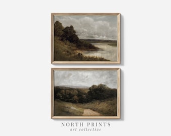 Moody Country Landscape Wall Art Set of Two PRINTABLE | Digital Downloadable Art | North Prints S2-119