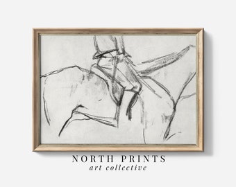 Equestrian Sketch Art Print: Vintage English Horse (Printable Digital Download) SK-345