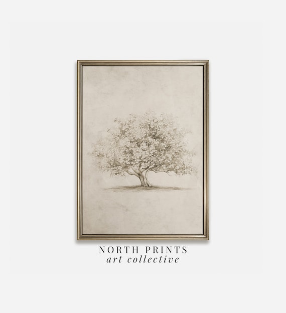 Fall Apple Tree Sketch Print: Neutral French Country Art (Printable Digital Download) SK1-18