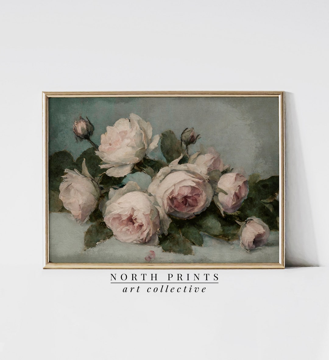 Vintage Pink Roses Painting: Still Life Floral Print (digital Download ...