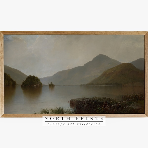 Rustic Moody Frame TV Art | Vintage Lake Landscape Painting DIGITAL Download #TV57