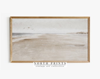 Minimalist Seascape Frame TV Art | Vintage Soft Muted Beach Coastal Painting | DIGITAL Download | TV239