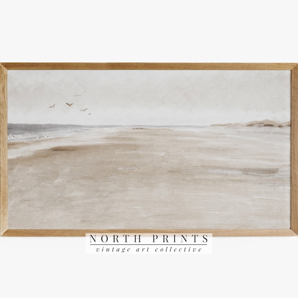 Minimalist Seascape Frame TV Art | Vintage Soft Muted Beach Coastal Painting | DIGITAL Download | TV239