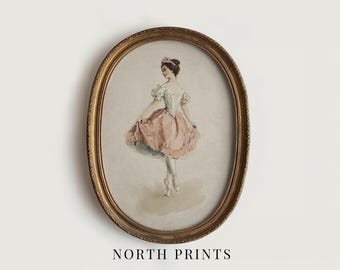 Decorazione murale vintage con ballerina, stampa di balletto parigino francese, decorazione per cameretta delle bambine, download digitale STAMPABILE 10-193