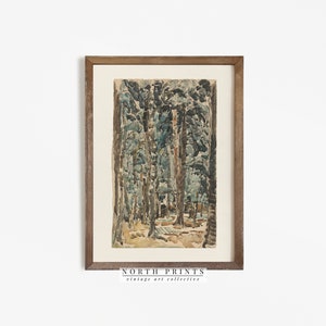 Rustikaler Wald Aquarell Malerei | Vintage Kunstdruck | Cabochon Wand Kunst Dekor DRUCKBAR | 697