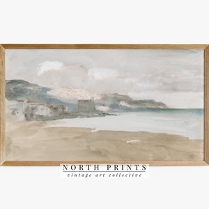 Samsung Frame TV Art | Vintage Muted Coastal Landscape Painting | Neutral Soft DIGITAL Download #TV229