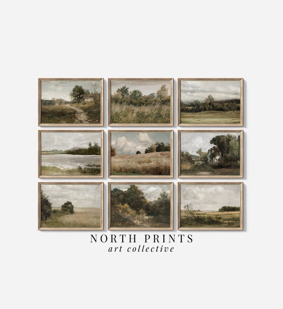 French Country Landscape Print Set: Vintage Gallery Wall Art (Digital Download) S9-10