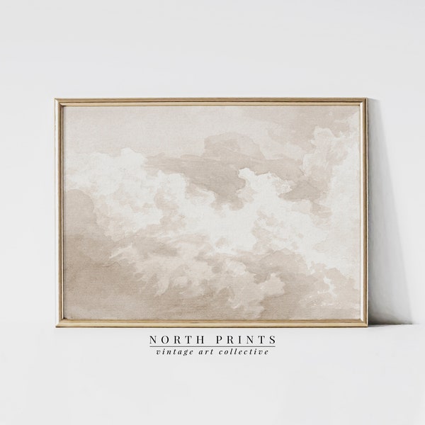 Wolken Sanfte neutrale Tonmalerei | Vintage moderne große Wandkunst DRUCKBAR DIGITAL Herunterladbare | Nordische Prints | 5-225