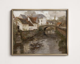 Tableau champêtre vintage | Impression de village européen rustique | Impressions du Nord imprimables téléchargeables 2-100