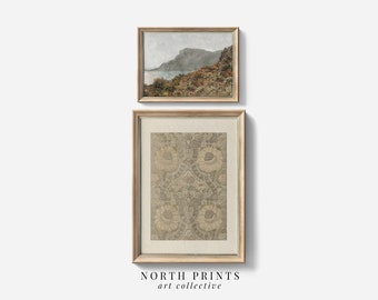 Neutral Wall Art Set of Two PRINTABLE Landscape and Tapestry | Digital Downloadable Art | North Prints S2-118