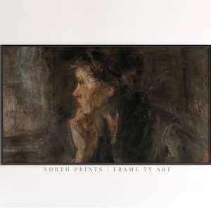 Samsung Frame TV Art, Vintage Moody Rustic Portrait Oil Painting DIGITAL, North Prints #TV179